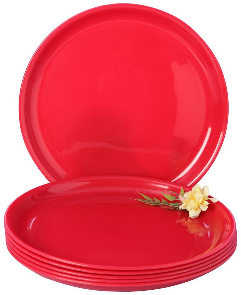 

Incrizma Polypropylene Microwave Safe Break Resistant Dinner Plates 6 Pieces (Red Round)