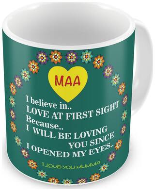 Indigifts Maa- My First Love Of Life Decorative Coffee Mug 330ml House Warming Gift for Mom Mother Birthday Anniversary Mothers Day