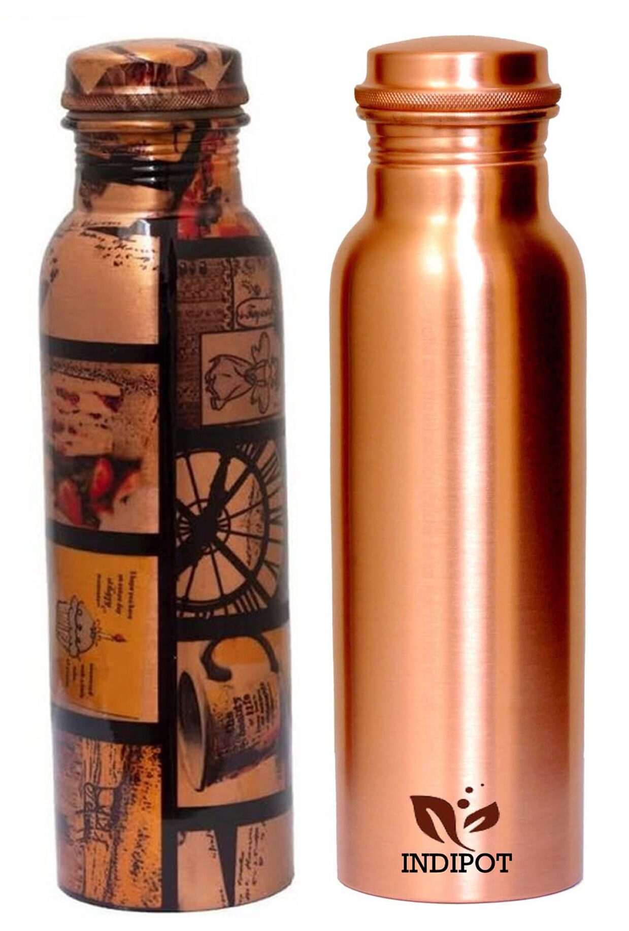 

INDIPOT Copper Multi Water Bottle ( 1000 ml Set of 2 )
