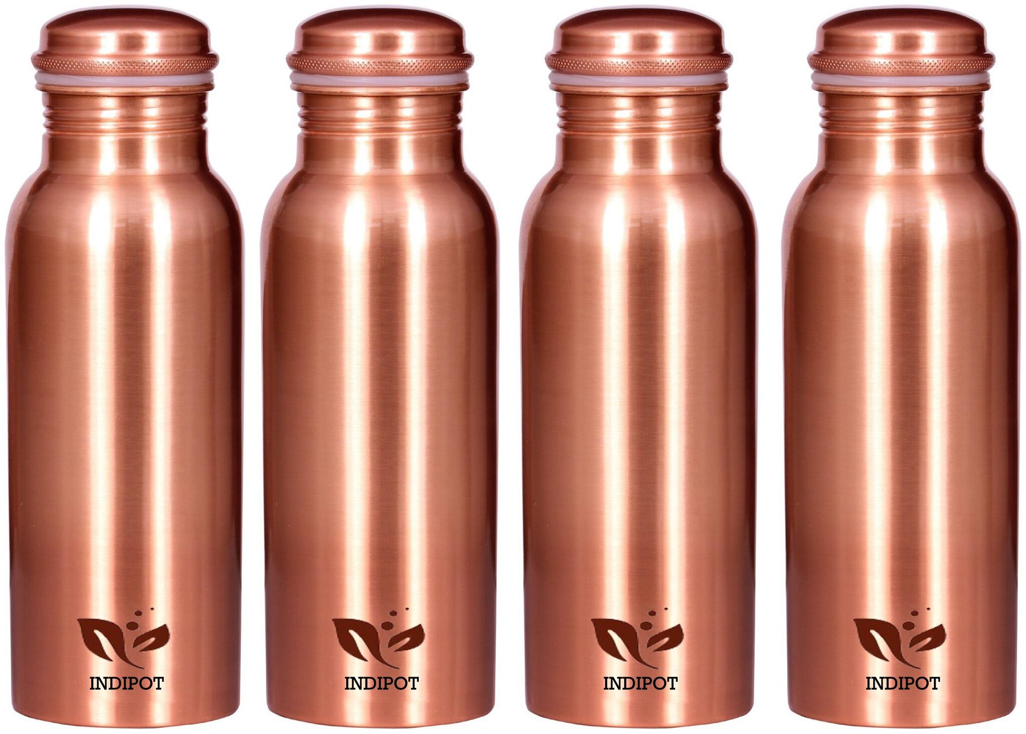 

INDIPOT Copper Brown Water Bottle ( 700 ml Set of 4 )