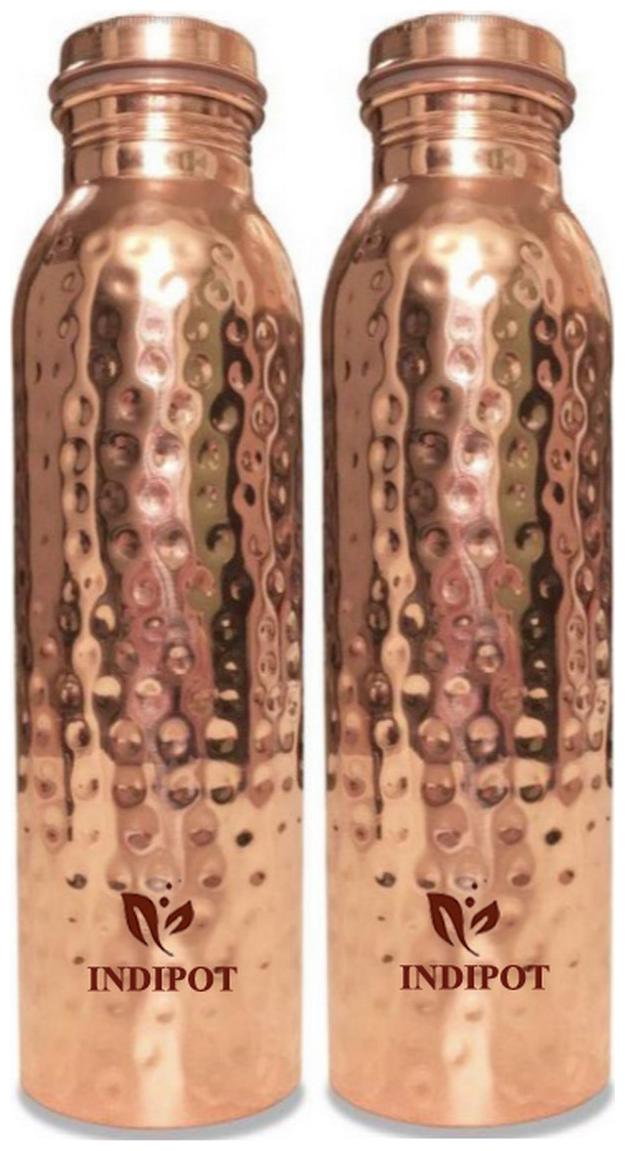 

INDIPOT Copper Brown Water Bottle ( 1000 ml Set of 2 )