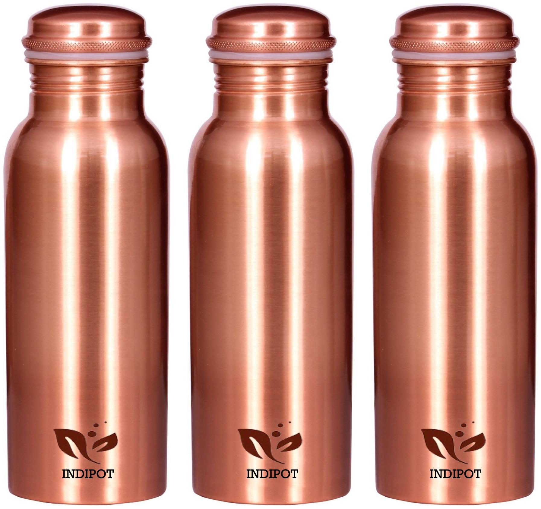 

INDIPOT Copper Brown Water Bottle ( 700 ml Set of 3 )