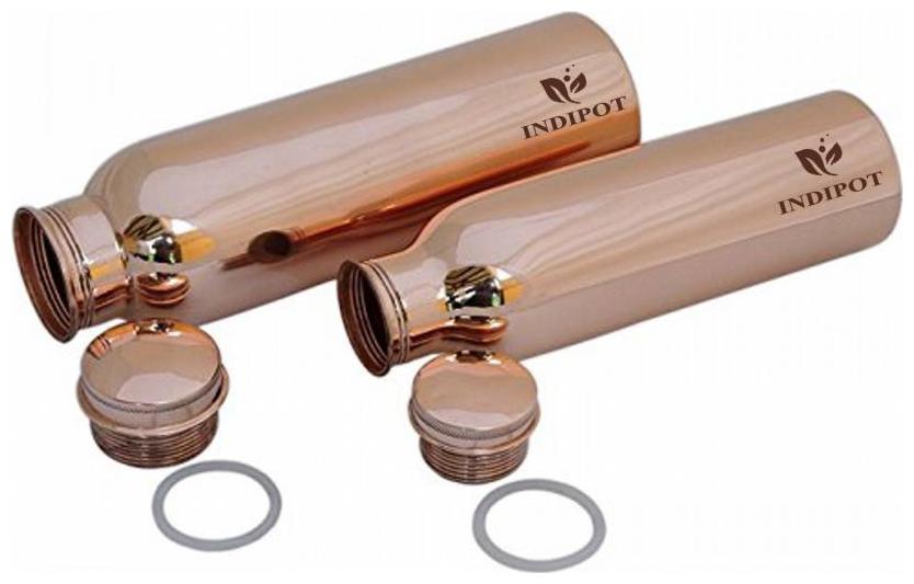 

INDIPOT Copper Brown Water Bottle ( 1000 ml Set of 2 )