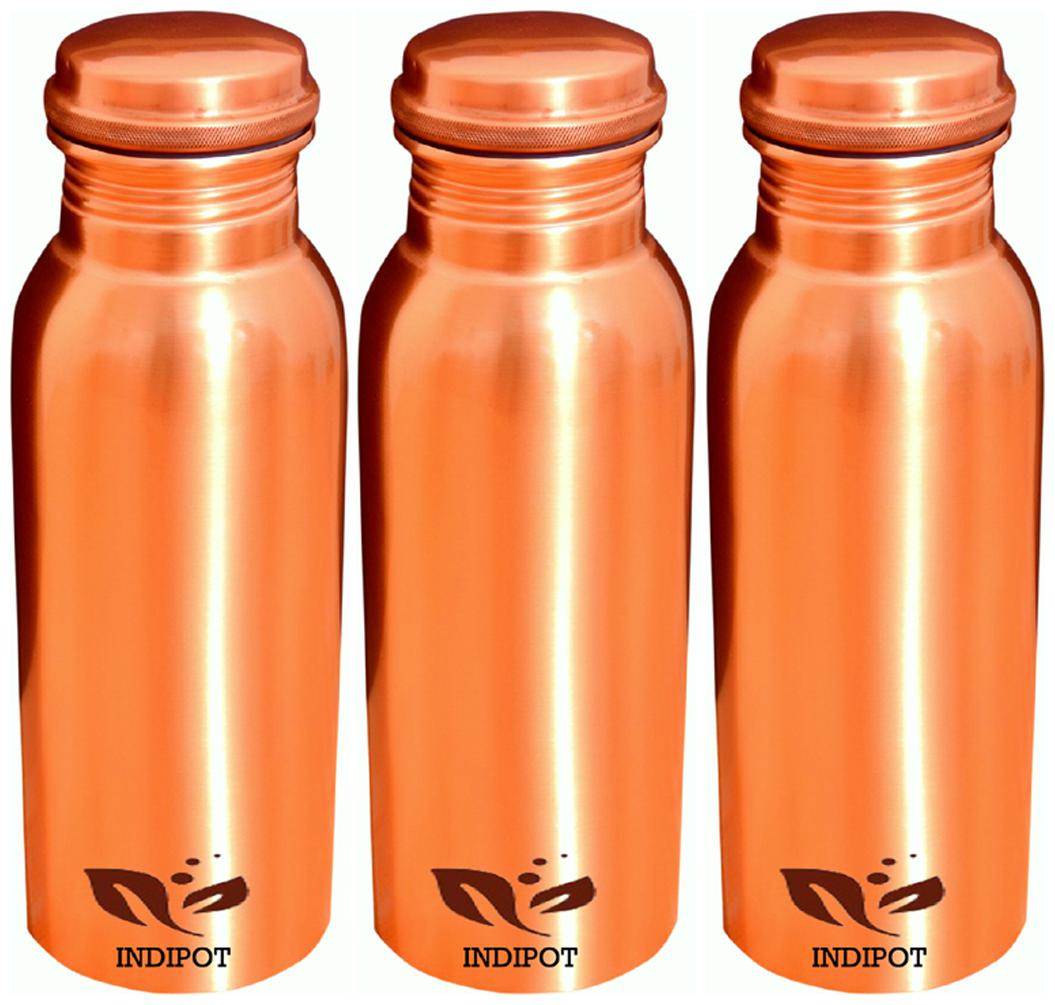 

INDIPOT Copper Brown Water Bottle ( 700 ml Set of 3 )