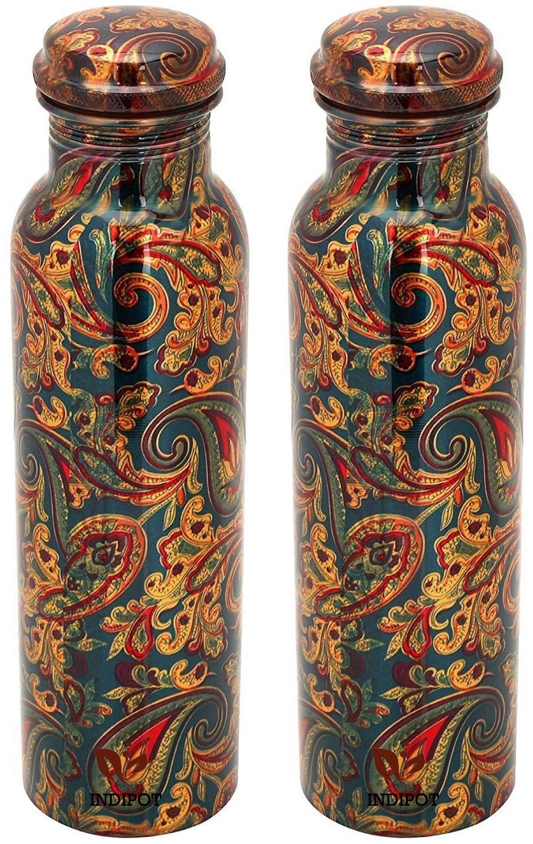 

INDIPOT Copper Multi Water Bottle ( 1000 ml Set of 2 )