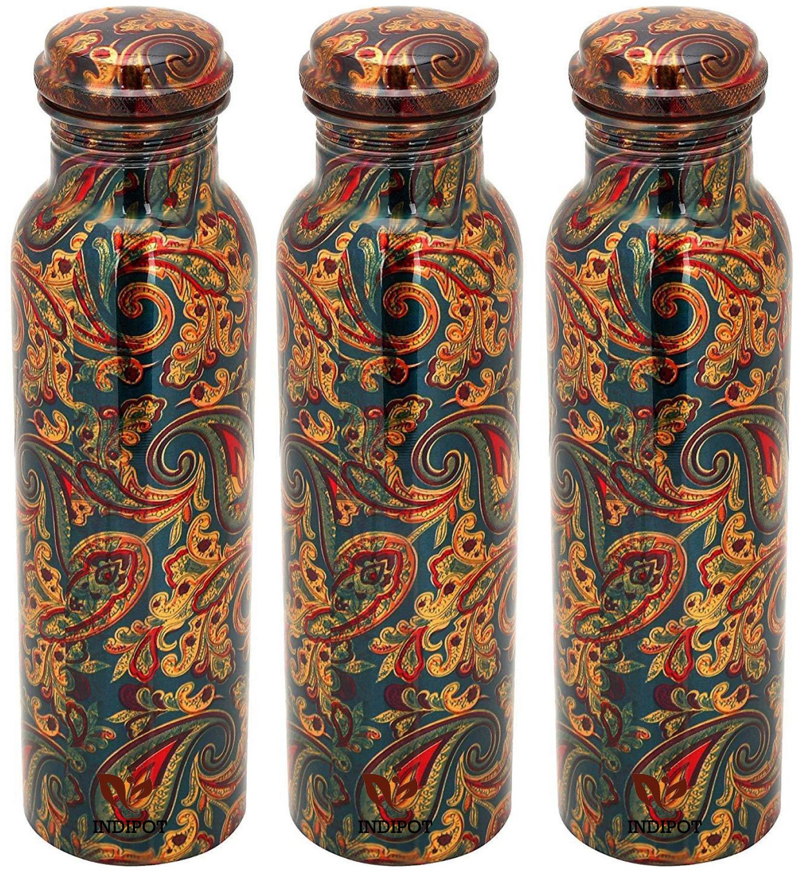 

INDIPOT Copper Multi Water Bottle ( 1000 ml Set of 3 )