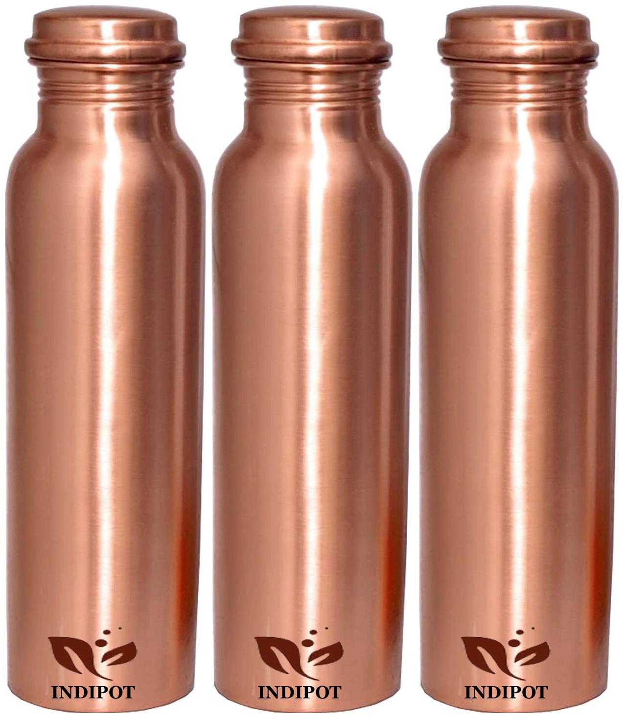 

INDIPOT Copper Brown Water Bottle ( 1000 ml Set of 3 )