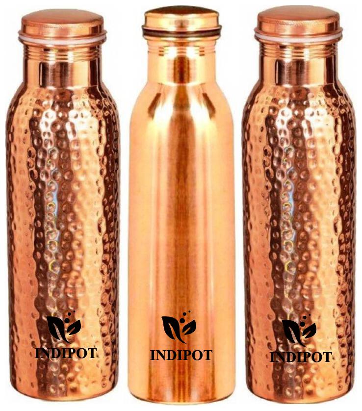 

INDIPOT Copper Brown Water Bottle ( 1000 ml Set of 3 )