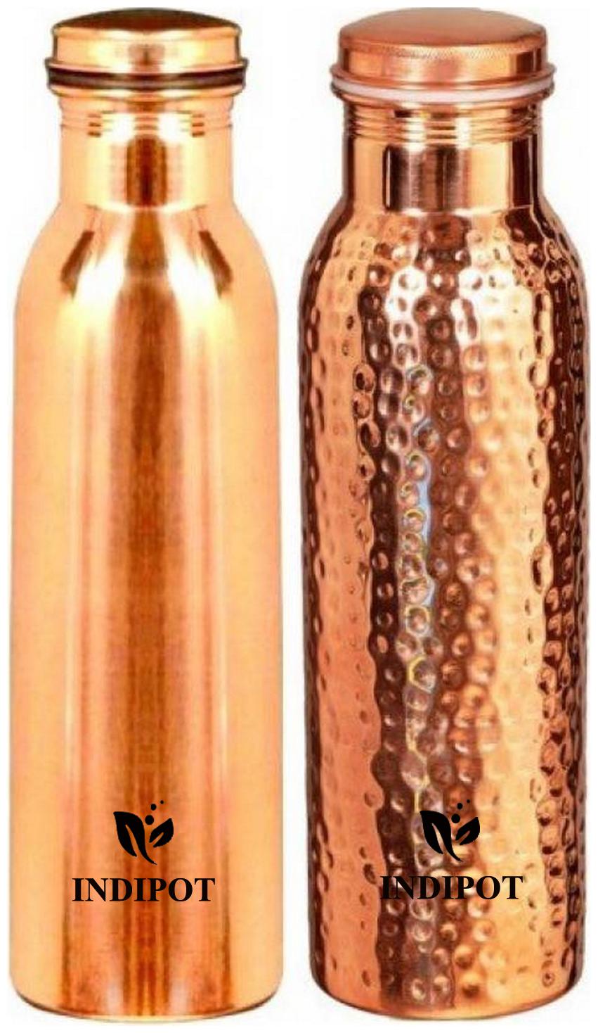 

INDIPOT Copper Brown Water Bottle ( 1000 ml Set of 2 )