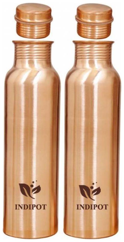 

INDIPOT Copper Brown Water Bottle ( 1000 ml Set of 2 )