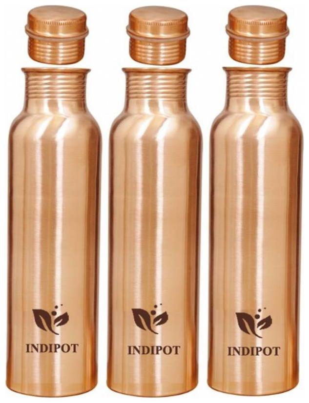 

INDIPOT Copper Brown Water Bottle ( 1000 ml Set of 3 )
