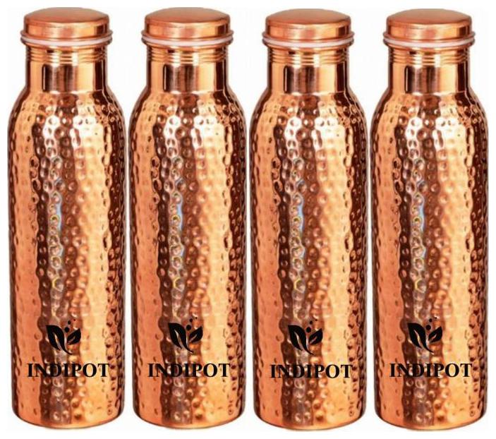 

INDIPOT Copper Brown Water Bottle ( 1000 ml Set of 4 )