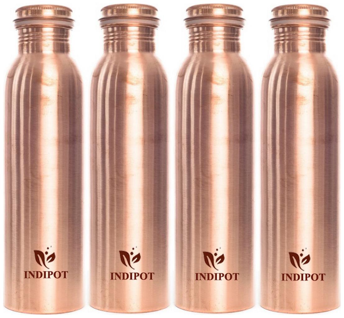 

INDIPOT Copper Brown Water Bottle ( 1000 ml Set of 4 )