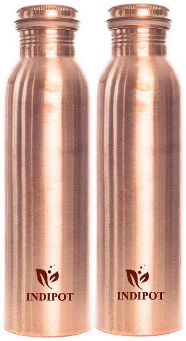 

INDIPOT Copper Brown Water Bottle ( 1000 ml Set of 2 )