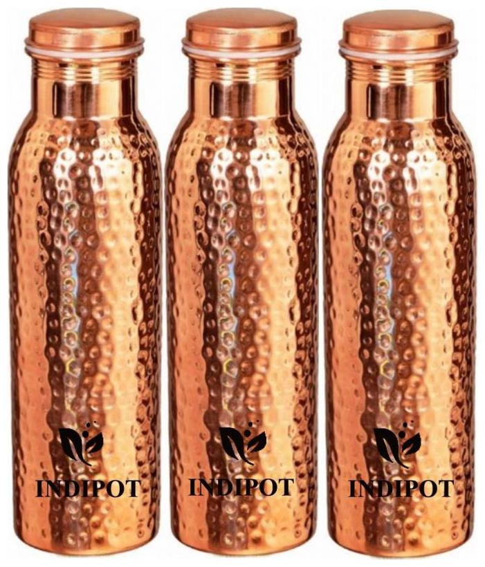 

INDIPOT Copper Brown Water Bottle ( 1000 ml Set of 3 )
