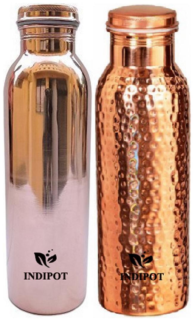 

INDIPOT Copper Brown Water Bottle ( 1000 ml Set of 2 )