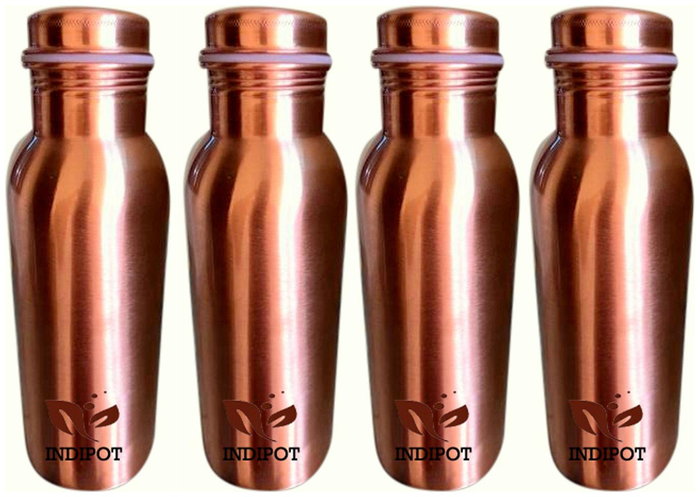 

INDIPOT Copper Brown Water Bottle ( 700 ml Set of 4 )