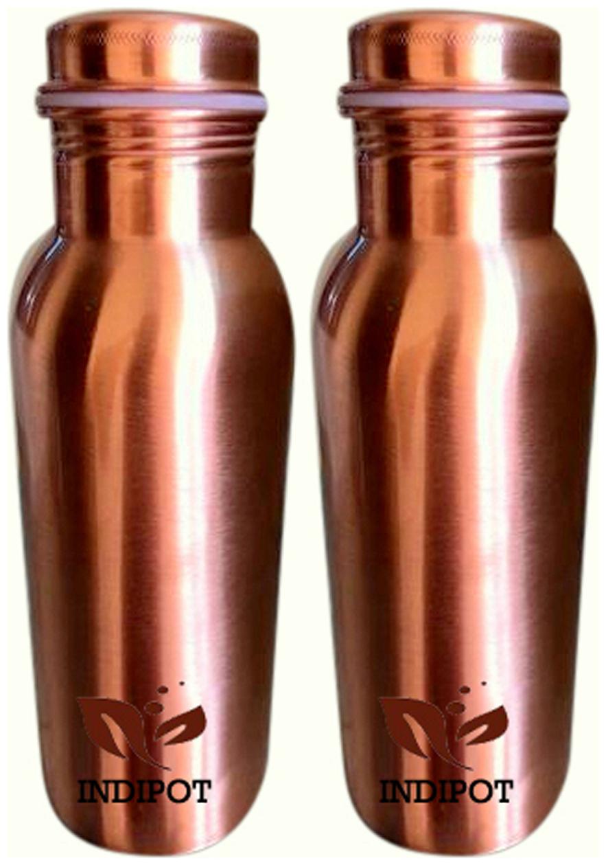 

INDIPOT Copper Brown Water Bottle ( 700 ml Set of 2 )