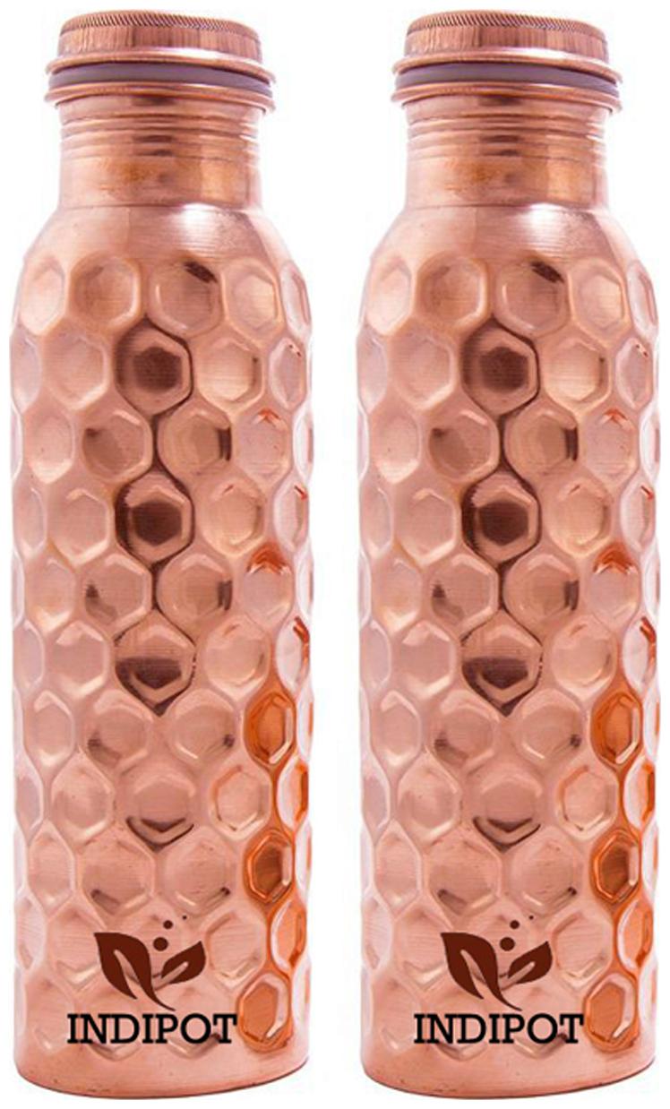 

INDIPOT Copper Brown Water Bottle ( 1000 ml Set of 2 )