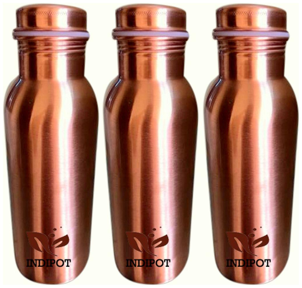 

INDIPOT Copper Brown Water Bottle ( 700 ml Set of 3 )