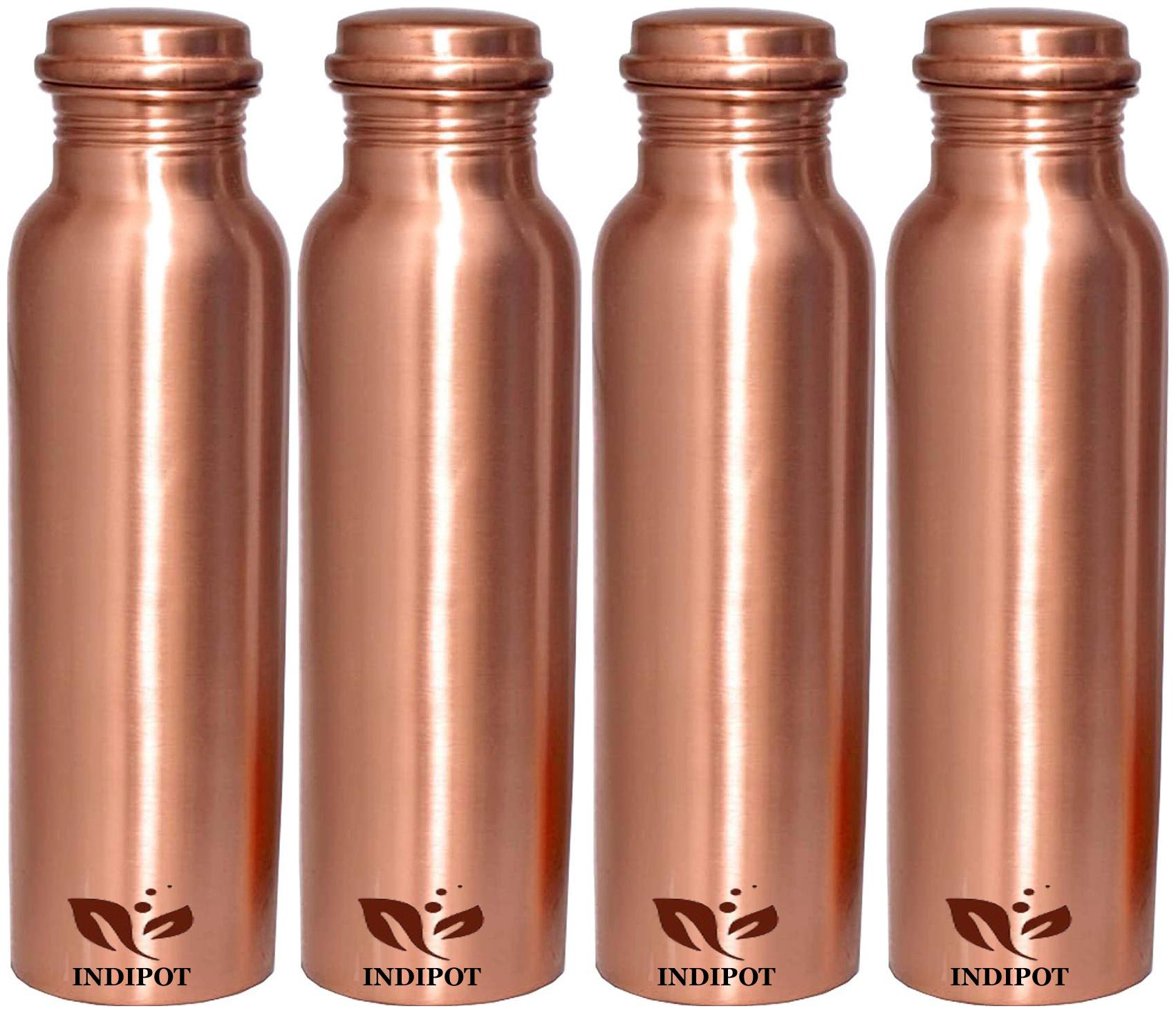 

INDIPOT Copper Brown Water Bottle ( 1000 ml Set of 4 )