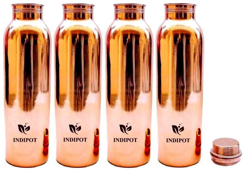 

INDIPOT Copper Brown Water Bottle ( 1000 ml Set of 4 )