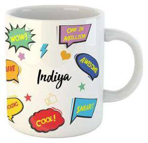 Indiya Name Printed Ceramic Coffee Mug. Best Gift For Birthday by Impresion