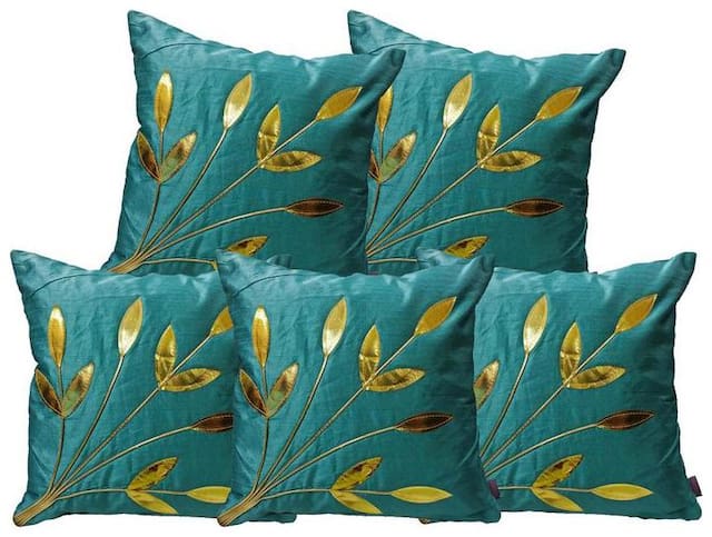 IndoAmor Dupion Silk Cushion Covers (Pack of 5)