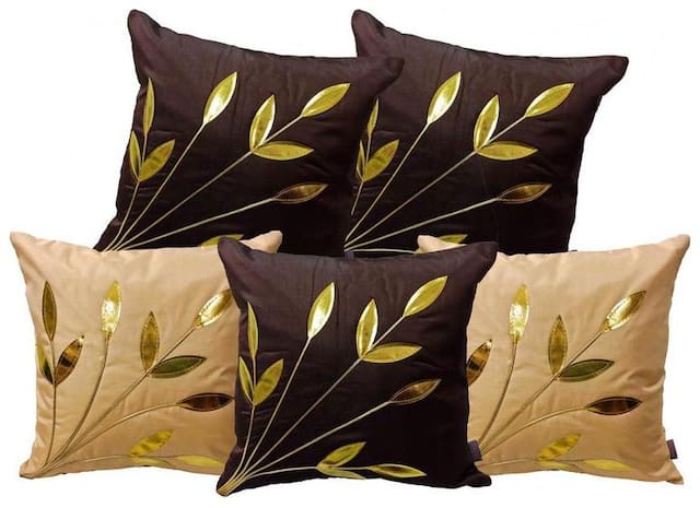 IndoAmor Dupion Silk Cushion Covers (Pack of 5)