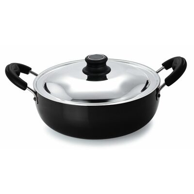 

Pristine Induction Base Hard Anodised Kadai with Lid 24 cm 3Ls