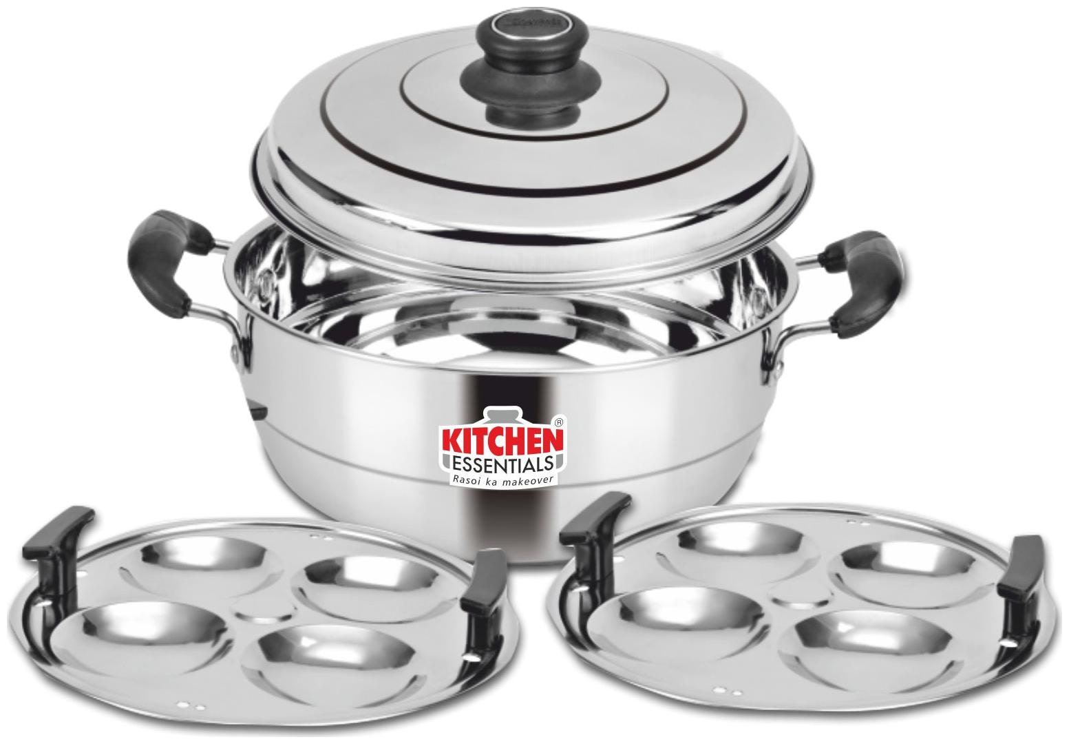 

Induction Stainless Steel Multi Mini Kadai Kitchen Essentials with 2 Idli Plates