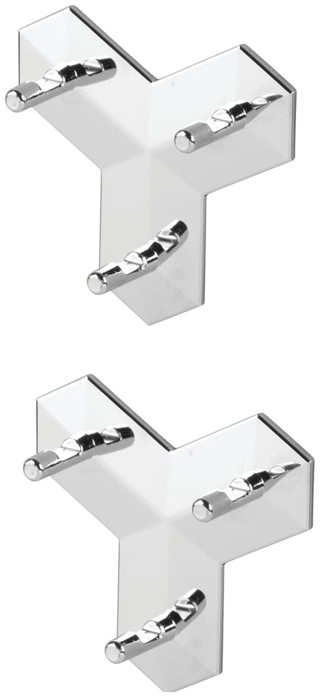 

InterDesign Affixx Geo Self Adhesive Hooks for Wall Strong - Sticky Storage Hooks Organiser for Robe Jackets Coats Towels - Damage Free Chrome