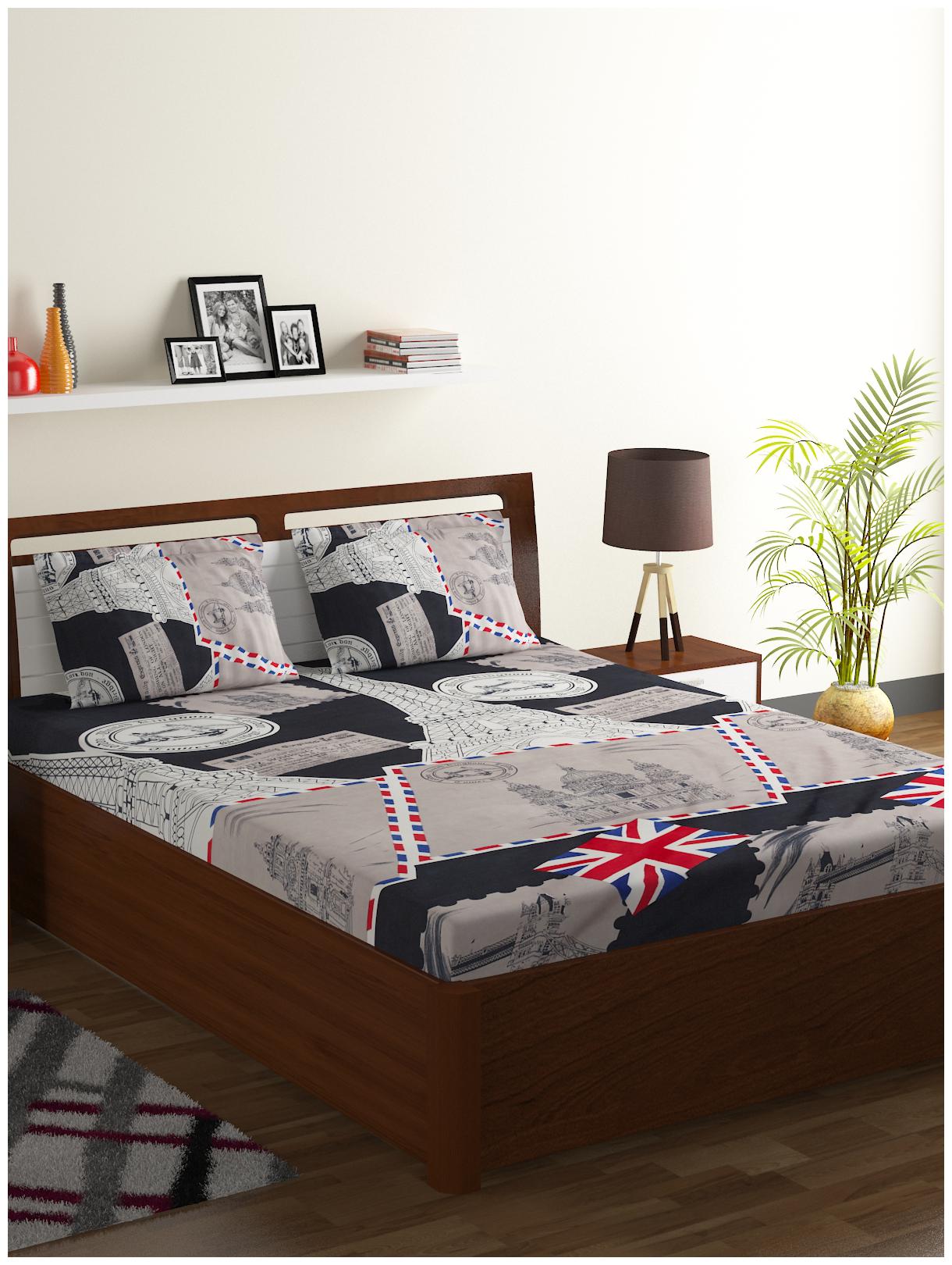 

ISPACE Microfiber Abstract Single Size Bedsheet 144 TC ( 1 Bedsheet Without Pillow Covers Black )