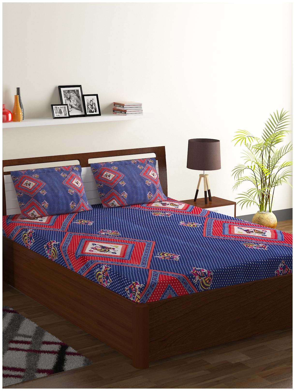 

ISPACE Microfiber Abstract Single Size Bedsheet 144 TC ( 1 Bedsheet Without Pillow Covers Blue )