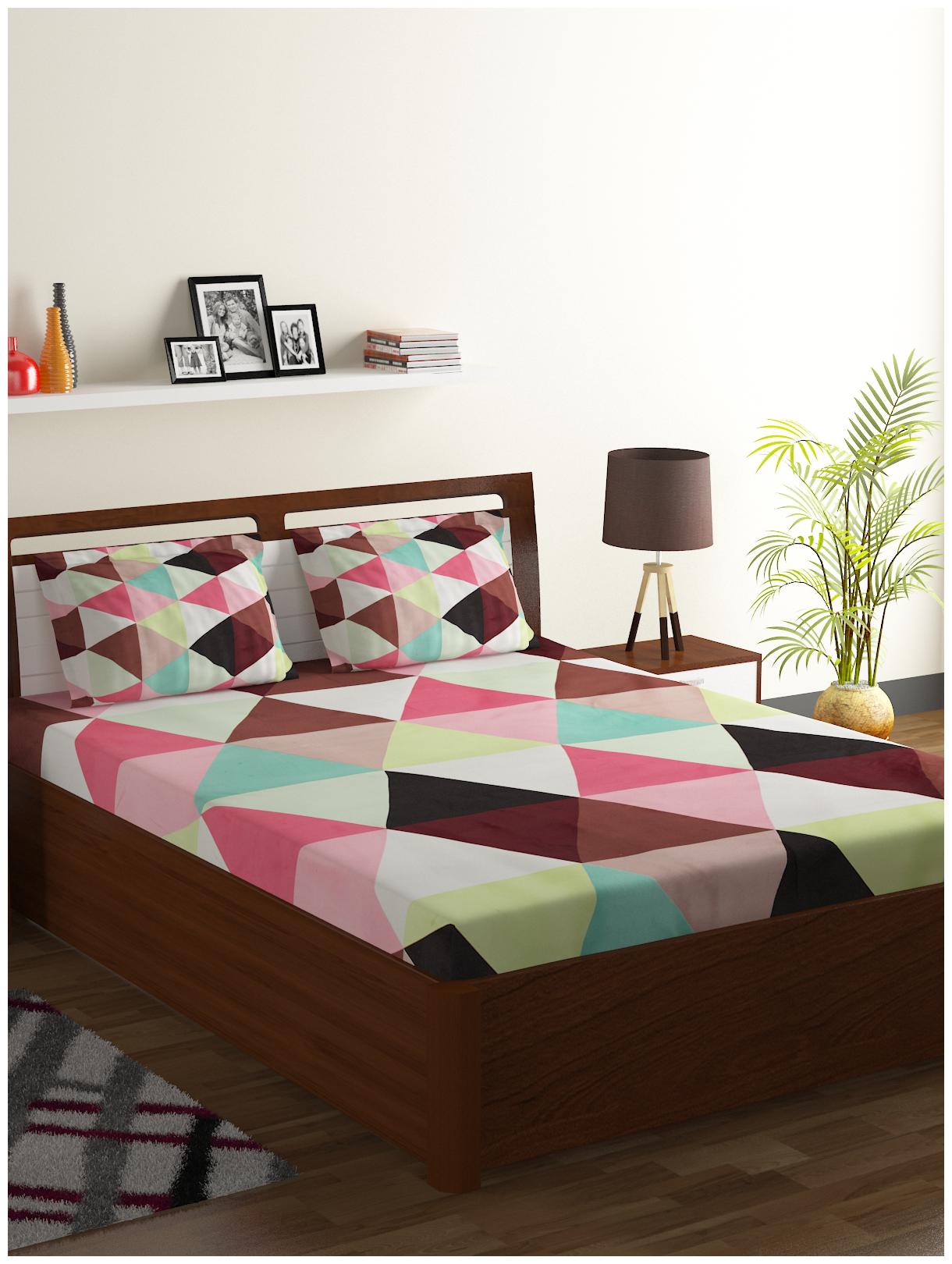 

ISPACE Microfiber Abstract Single Size Bedsheet 144 TC ( 1 Bedsheet Without Pillow Covers Pink )