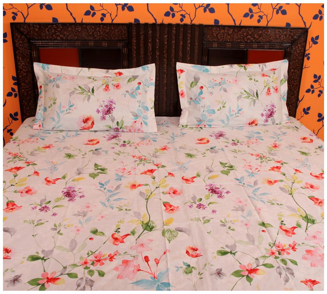 

ITACA Cotton Printed Double Size Bedsheet ( 1 Bedsheet With 2 Pillow Covers Multi )