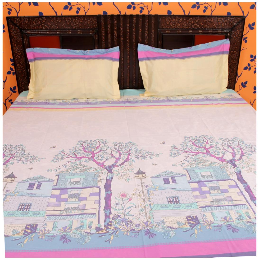 

ITACA Cotton Printed Double Size Bedsheet ( 1 Bedsheet With 2 Pillow Covers Multi )