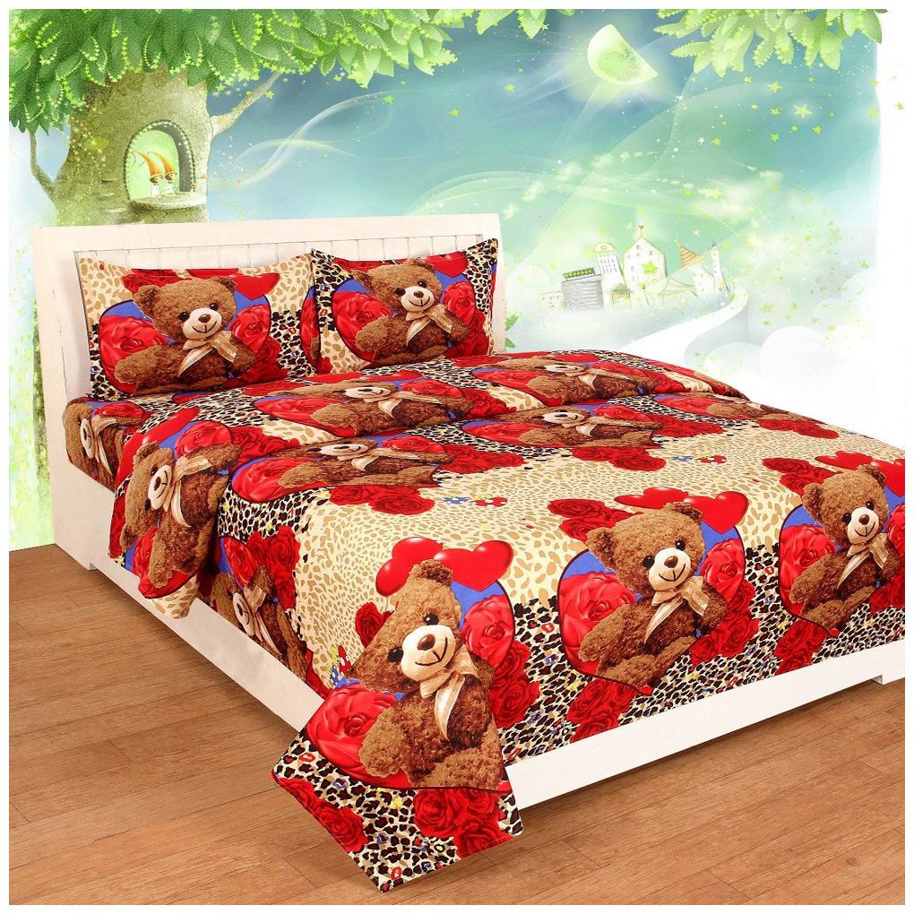 

Italian Fab Microfiber Kids Double Size Bedsheet 144 TC ( 1 Bedsheet With 2 Pillow Covers Multi )