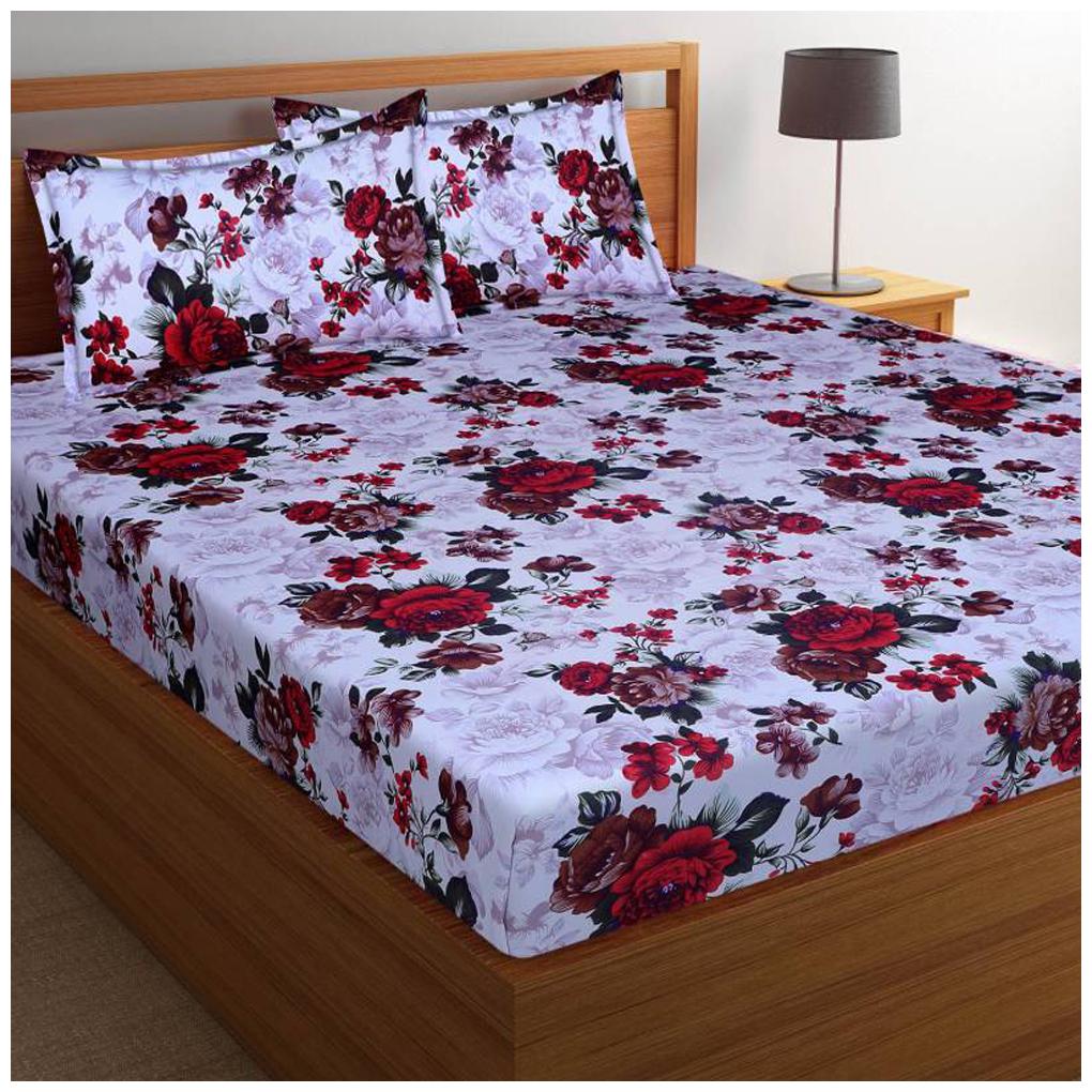 

Italian Fab Microfiber Floral Double Size Bedsheet 144 TC ( 1 Bedsheet With 2 Pillow Covers Multi )