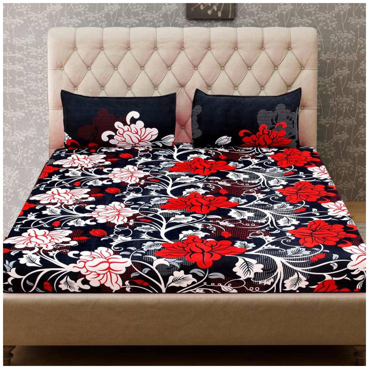 

Italian Fab Microfiber 3D Printed Double Size Bedsheet 144 TC ( 1 Bedsheet With 2 Pillow Covers Multi )