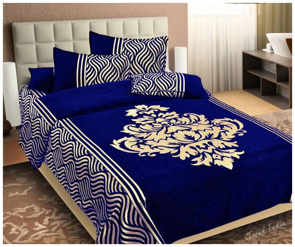 

Itrend India Velvet Printed Queen Size Bedsheet ( 1 Bedsheet With 2 Pillow Covers Blue )