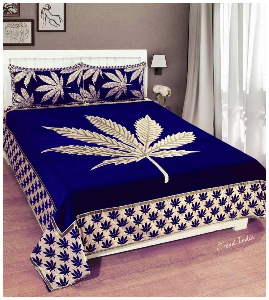 

Itrend India Velvet Printed Queen Size Bedsheet ( 1 Bedsheet With 2 Pillow Covers Blue )