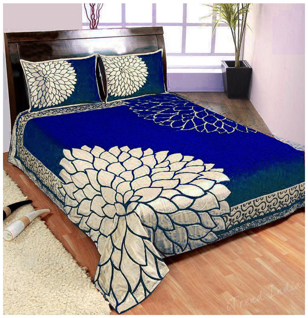 

Itrend India Velvet Abstract Queen Size Bedsheet ( 1 Bedsheet With 2 Pillow Covers Blue )