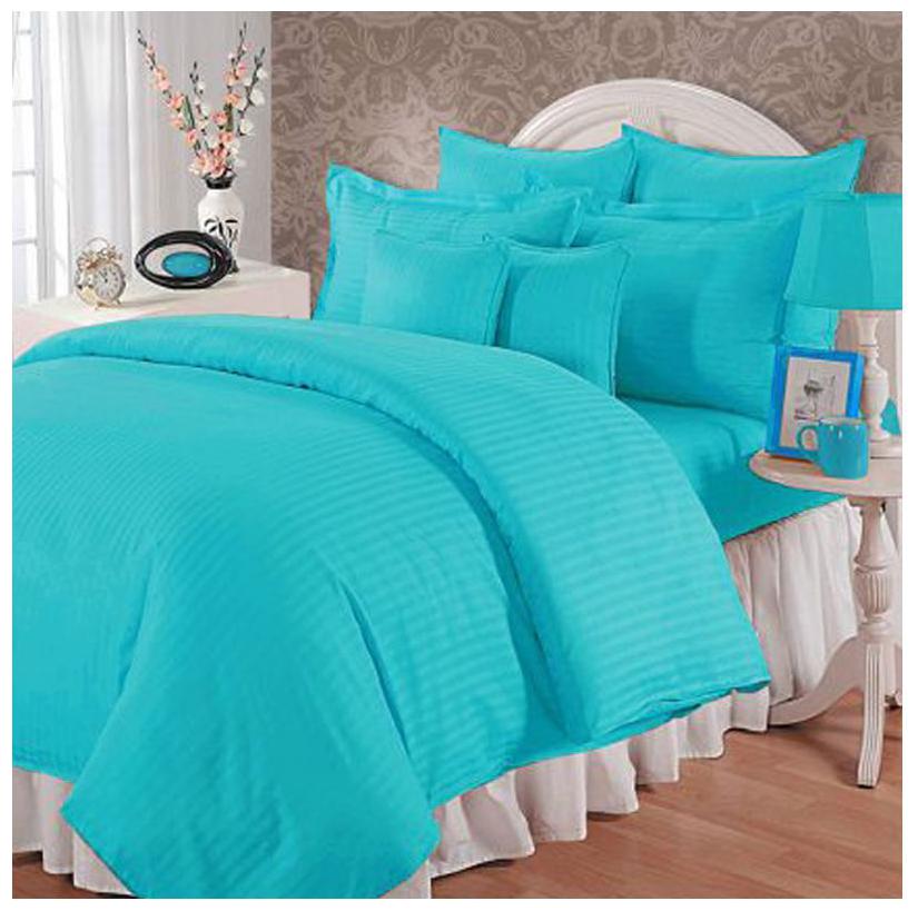 

iTrendIndia Satin Striped Double Size Bedsheet ( 1 Bedsheet With 2 Pillow Covers Turquoise )