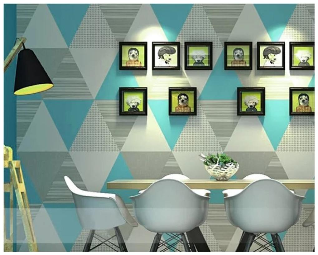 

JAAMSO ROYALS Designer Skyblue and Gray triangle wallpaper self-adhesive peel stick ( 45 x 500 CM ) Pack of 1