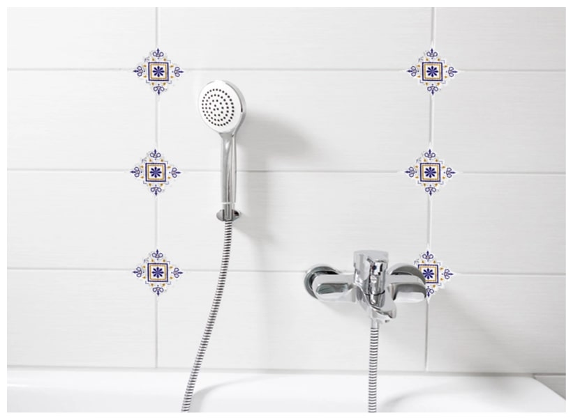 

Jaamso Royals Blue Mosaic Tiles Sticker Floor Sticker Kitchen Bathroom Self-Adhesive PVC Waterproof Wall Sticker