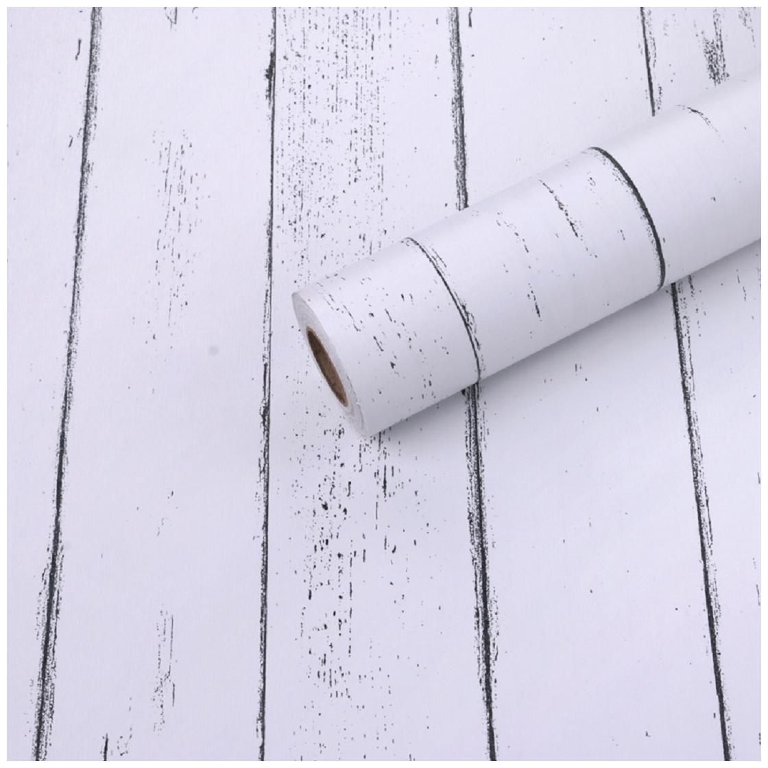 

JAAMSO ROYALS Vintage White wood wallpaper self-adhesive peel stick ( 45 x 200 CM ) Pack of 1