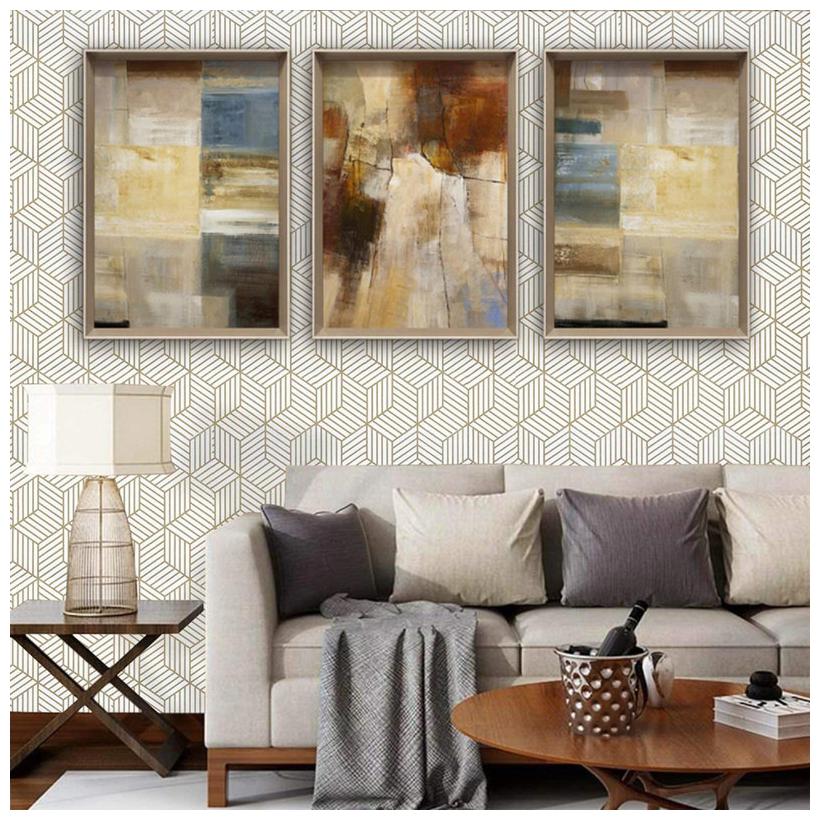 

JAAMSO ROYALS Designer golden lines wallpaper self-adhesive peel stick ( 45 x 1000 CM ) Pack of 1