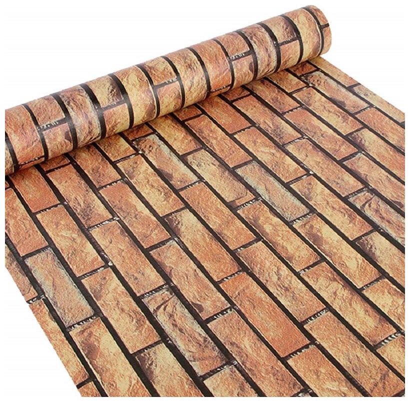 

JAAMSO ROYALS Nature Brown brick wallpaper self-adhesive peel stick ( 45 x 500 CM ) Pack of 1