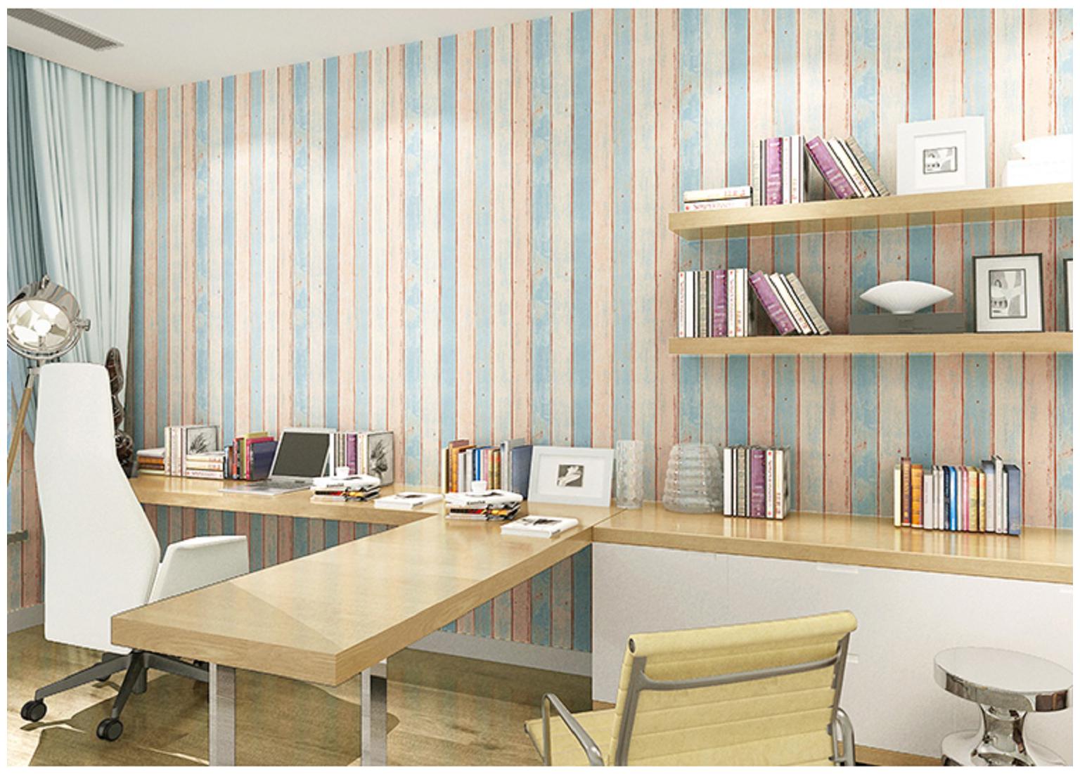 

JAAMSO ROYALS Vintage Sky blue wood wallpaper self-adhesive peel stick ( 45 x 100 CM ) Pack of 1
